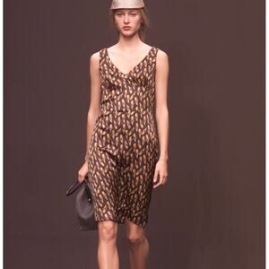 MIU MIU Vintage Fall 2000 Ready to Wear Silk Bias Cut Brown Tulip Dress 42 Small